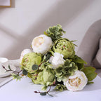 Duovlo Fake Flowers Vintage Artificial Peony Silk Flowers Wedding Home Decoration,Pack of 1 (New Green)