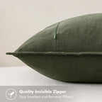 MIULEE Decorative Linen Pillow Covers 18x18 Inch Dark Olive Green | Boho - Image 3