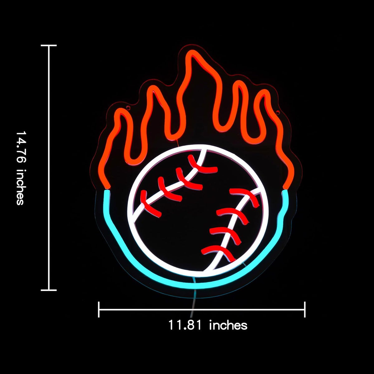 Baseball Neon Sign for Wall Decor Dimmable Baseball On Fire Neon Light Colorful LED Neon Light Sport Neon Signs USB Powered Neon Sign for Bedroom Field Club Man Cave Decoration