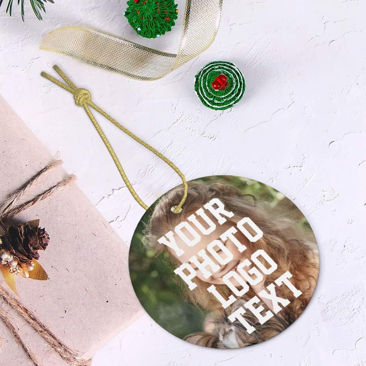 Custom Unique Photo Christmas Ornaments Personalized Family Xmas Tree Ornament with Your Picture and Text 2022 Round Ornament, Decoration Gift (Round)