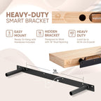 Homeforia 30inch Walnut Floating Shelves for Wall Mounted, High End Solid Real Wood 30 in Floating Shelf, Dark Brown Wooden 30 inch Long Floating Shelves, Heavy Duty Bracket, 30 X 6.5 X 1.75, Set of 2