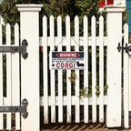 Funny Warning Sign - The Property is Protected By Highly Trained Corgi - Decorative Wood Hanging Plaque, Wall Decor, Owner Home Decor, Door Gate Hanger, Front Porch Sign