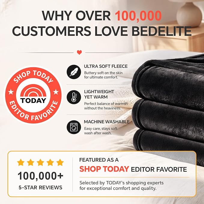 BEDELITE Fleece Blanket Soft Plush Twin Size Blanket Pink 60"x80" | Ultra Soft - Image 2