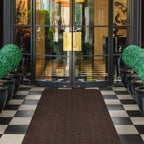 House, Home and More Indoor Outdoor Double-Ribbed Carpet Runner with Skid-Resistant Rubber Backing - Bittersweet Brown - 4 Feet x 50 Feet
