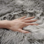 SERISSA 3x5 Fluffy Grey Faux Fur Area Rug - Image 3