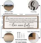 flowtorely Love is Patient, Kind Wall Art Decor 32"X12" Sign 1 Corinthians 13 Bedroom Above Bed Wall Decor Large Bible Verse Quote Scripture Christianity Hanging Sign (Wood)