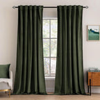 MIULEE Velvet Curtains 52x90 inches 2 Panels Olive Blackout Curtains | Luxury by MIULEE