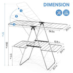 APEXCHASER Clothes Drying Rack with 4 Wings, Drying Rack Clothing with Height-Adjustable, Foldable Gullwings Laundry Drying Rack, Indoor Outdoor Use, No Assembly, Black