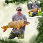 DOPTIKA Personalized 2D Fishing Ornaments for Christmas Tree, Personalized Photo Ornaments for Fish Lovers, Fishing Gifts for Fisherman, Fisherman Ornament Gifts for Dad Brother Husband