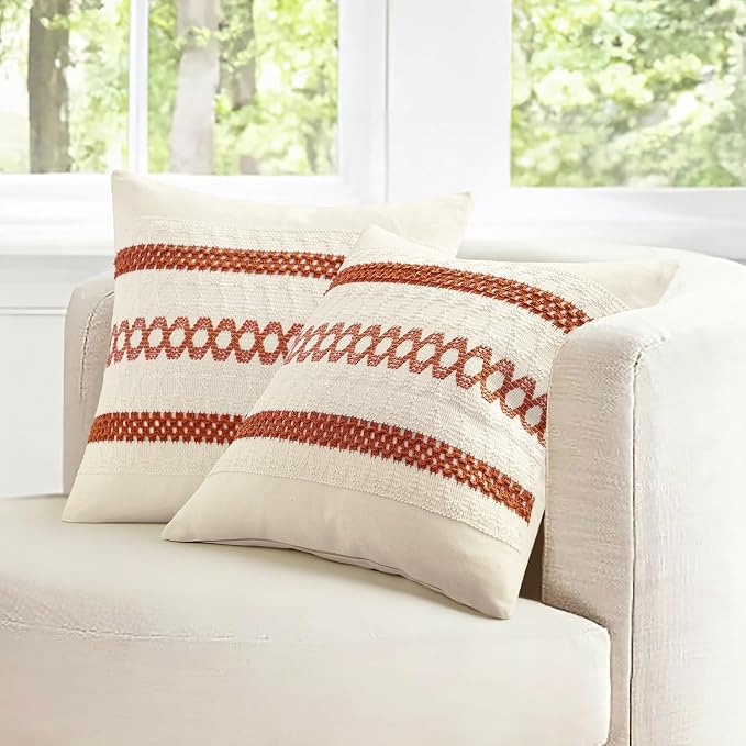 MIULEE Set of 2 Fall Burnt Orange Decorative Pillow Covers 20x20 | Farmhouse - Image 7