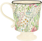 360ml -12.17oz Painted Garden floral Ceramic Mug - Cute Espresso Latte Shot Cup - Gift for Women, Dishwasher Safe