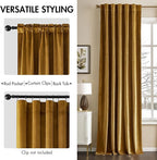 MIULEE Gold Velvet Curtains 52x90 inches Luxury Blackout Curtains | Thermal - Image 2
