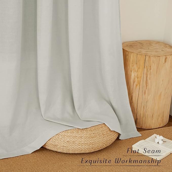 NICETOWN Thick Linen Gray Curtains 63 inches Long, Eyelet Top Privacy Assured - Image 7