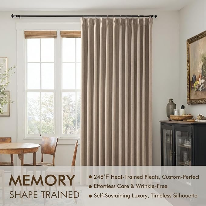 MIULEE Copper Brown Pinch Pleated 100% Blackout Linen Curtains 40x63 Inches | - Image 3