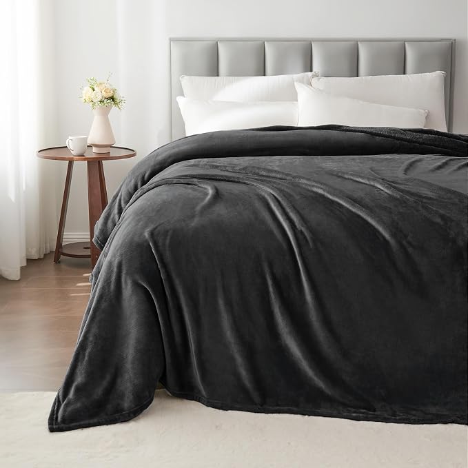 BEDELITE Fleece Blanket Soft Plush Queen Bed Blanket Charcoal Grey 90"x90" | - Image 6