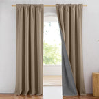 NICETOWN Linen Full Blackout Curtains 52 x 80 inch Panels, Full Bedroom Light by NICETOWN