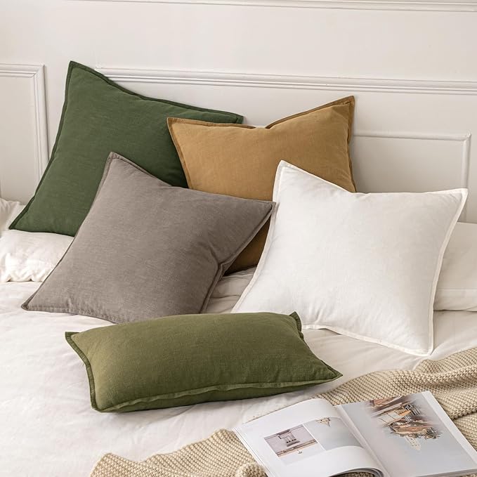 MIULEE Decorative Linen Pillow Covers 18x18 Inch Dune | Boho Farmhouse​ ​Fall - Image 5