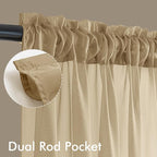 MIULEE Beige Sheer Curtains 72 Inches Long 4 Panels 42 x 72 Inches | Light - Image 3