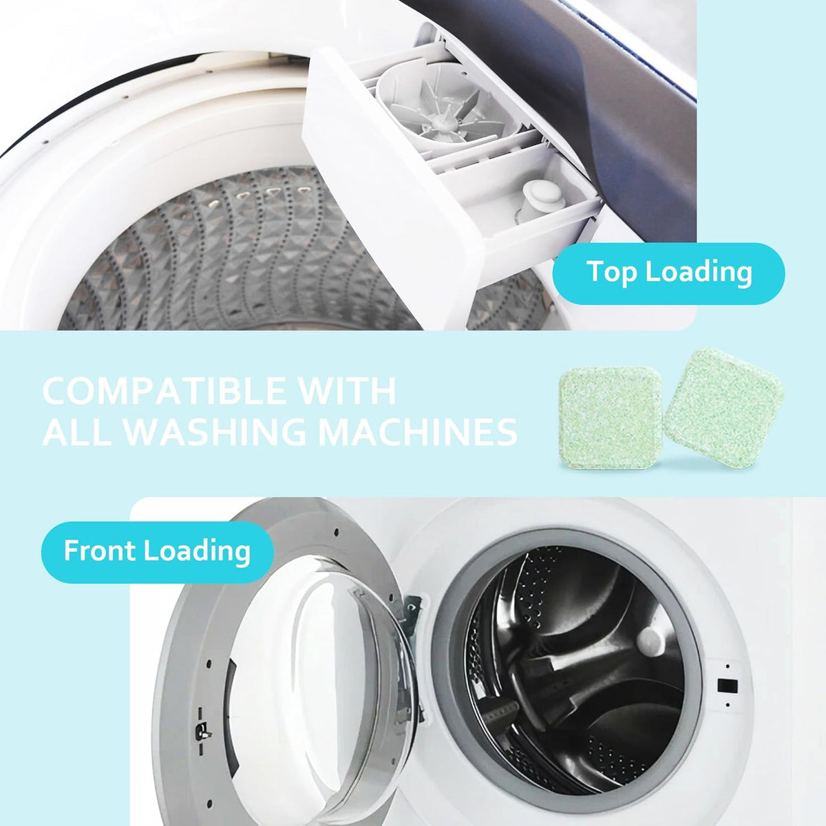 Washing Machine Cleaner 48 Pack-24 Month Supply,Cleaning Tablets Formulated for Pet Owners for He,Easy Pet Hair Remover for Laundry.Top & Front Load Washer.Septic Safe.