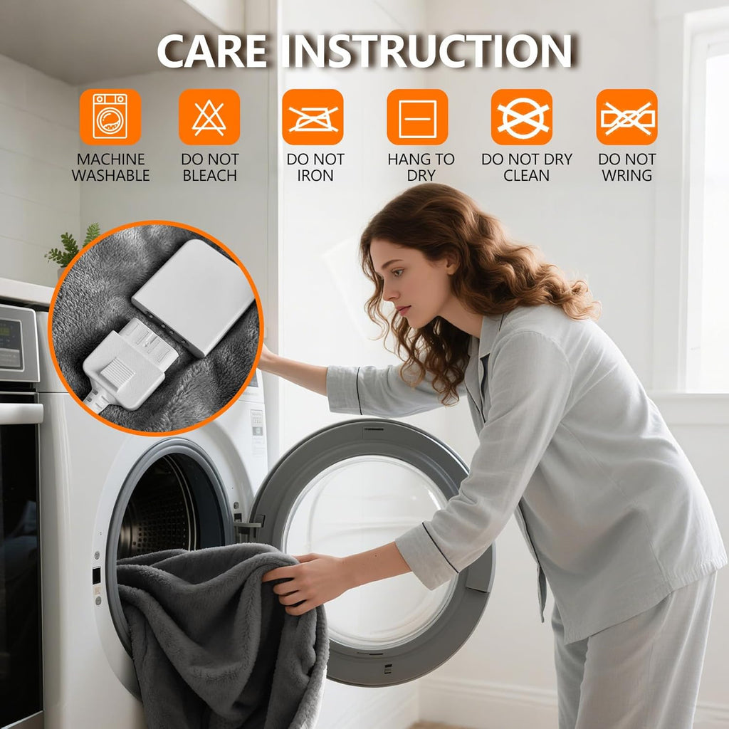 Heated Blanket Throw 50x60, Extra Plush 220GSM Flannel & Sherpa with Child Lock | 6-Level Smart Adaptive Heat & 8Hr Timer | ETL Certified Electric Blanket for Full Body Comfort