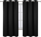 Black Thermal Blackout Curtains/38 x 63 Inch/Set of 2 Panels Room Darkening - Image 2