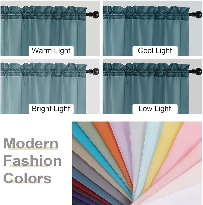 Cafe Curtains 36 Inch Length Tier 2 Pieces, Modern Soft Airy Sheer Kitchen - Image 5