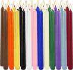24 Pack 10" Tall Colored Taper Candles, Dripless Unscented Colorful Candlesticks for Birthdays Dinner Party Home Décor, Long Burning Spell Chime Candles for Witchcraft Ritual Prayer Meditation
