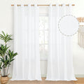 Extra Long White Linen Semi Sheer Curtains 90 Inch Length 2 Panels | Light by YoungsTex