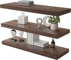 Large Floating Shelves for Wall Set of 3 Wooden Wall Shelves 24 in x 12.75 in x 2 in Room Decor Long Shelf with Invisible Wall Mount Bracket for Bedroom Kitchen Living Room Walnut