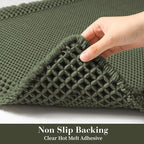 RESARE Waffle Bathroom Runner Rugs, Non Slip Boho Bath Mat 24"x72" Green | Long - Image 4