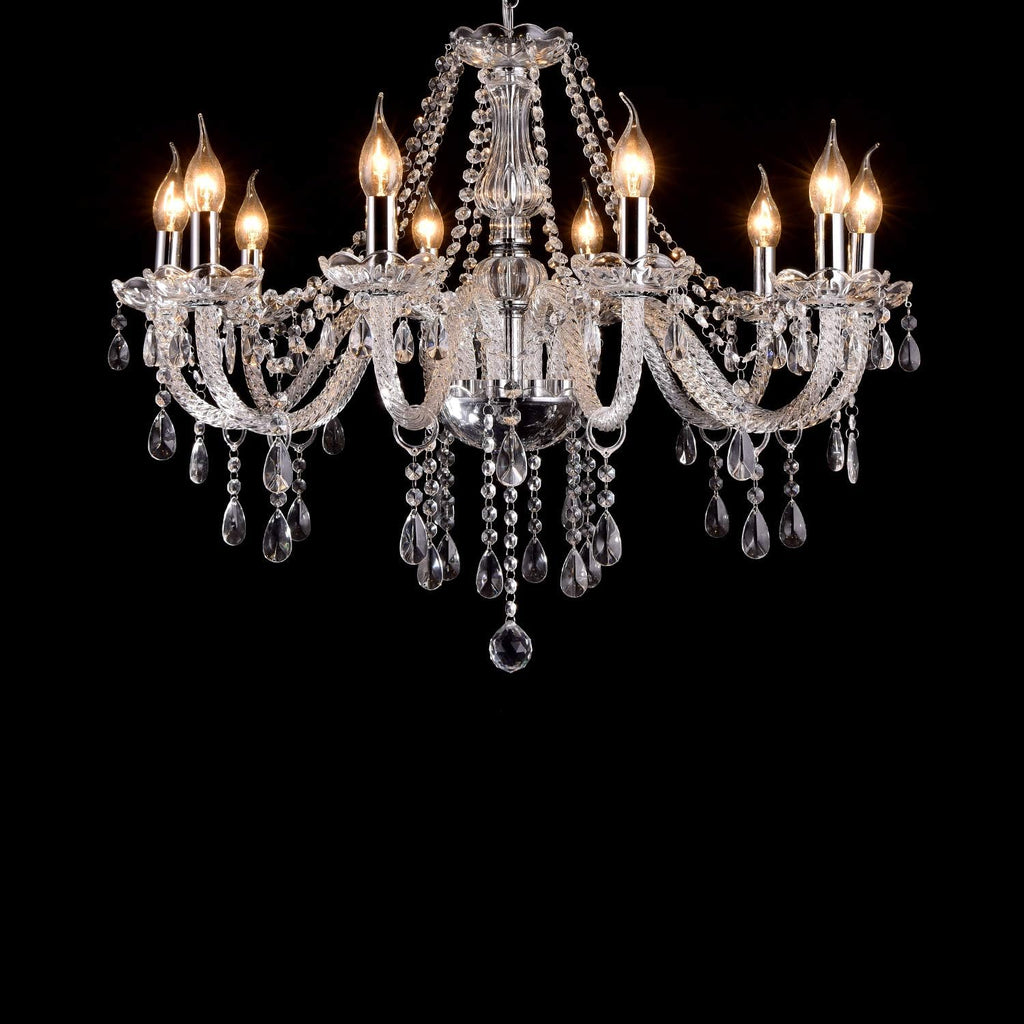 LIUMANG Modern Elegant 10 Lights K9 Crystal Glass Chandelier Pendant Ceiling Lighting European Style for Dining Living Room Bedroom Transparent, 10 E12 Bulbs Required