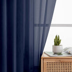 Sheer Navy Blue Curtains for Bedroom Living Room 54 Inch Length 2 Panels Set - Image 6