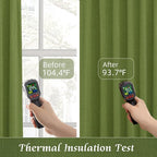 100% Blackout Linen Bedroom Curtains 63 Inches Long 2 Panels | Sage Green - Image 5