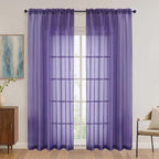 Purple Sheer Curtains 84 Inches Long 2 Panels Set, Light Filtering Sheer by OVZME