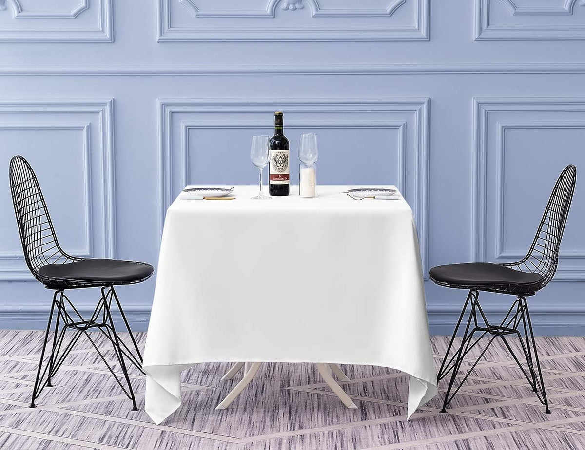 Surmente White Square Tablecloth-52x52 Inch Table Cloth for Small Square Tables,Washable Polyester Table Cover for Weddings, Banquets, or Restaurants
