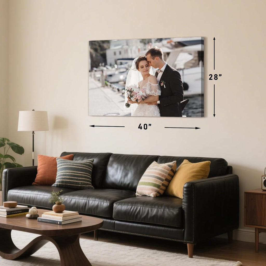 Personalized Custom Canvas Prints with Your Photos & Text, Customized Picture Print, Transform Own Images Into Framed Wall Art Digitally Printed Photo to Canvas, Keepsakes Gifts for Family 40x28’’