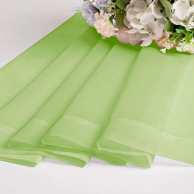 Sheer Lime Curtains for Bedroom Living Room 63 Inch Length 2 Panels Set - Image 7