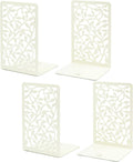 CNK Book Ends Bookends for Decorative Books Holder Bookend Shelves End Hold Heavy Duty Holders Stoppers Metal Stopper Cute Boho Bookshelf Holds Cookbook Office Home Set of 4 Bookends Pair White