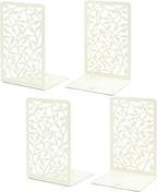 CNK Book Ends Bookends for Decorative Books Holder Bookend Shelves End Hold Heavy Duty Holders Stoppers Metal Stopper Cute Boho Bookshelf Holds Cookbook Office Home Set of 4 Bookends Pair White