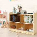 Montessori Shelf, Wooden Toy Storage Organizer for Books Toys, 2 Shelf Bookcase, 5-Section Storage Cabinet, Toddler Book Shelf for Kids Rooms, Playroom, Nursery, Kindergarten (Natural)