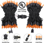Toodour Orange Halloween Lights, 75ft 300 Count Incandescent Halloween String Lights, UL Certified Connectable Mini Bulbs Orange String Light for Home, Garden, Porch, Party, Indoor Decorations