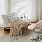 lifein Throw Blanket for Couch, Soft Boho Decor Bed Throw,Cozy Beige Knitted Chenille Small Farmhouse Lightweight Throw for Spring(Beige,60 * 80")
