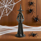Halloween Witch Candle Holder,Handmade Black Witchs Statue, for Placement in The Table, Witch Halloween Decorations, Window Display