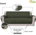 Easy-Going Reversible Couch Cover, 3 Cushion Sofa, Army Green/Beige | X-Large - Image 3