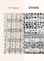 YnM Chunky Throw Blanket, Hand Knitted with Chenille Yarn, Skin Friendly, Ventilated and Breathable, Machine Washable, Home Décor Piece for Couch, Sofa and Bed (Butter Cream, 40x50 Inch)