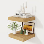 Fun Memories 12 Inch Floating Shelf, Rustic Wood Wall Shelves for Wall Decor & Storage, 12 x 12 Floating Shelf for Living Room, Bathroom, Bedroom, Oak, Set of 2