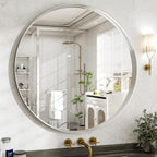 48 Inch Round Bathroom Mirror - Wall Mounted Circle Mirror with Metal Frame, Modern Mirror Suitable for Bathroom, Vanity, Entryway, Living Room, Wall Decor,Silver