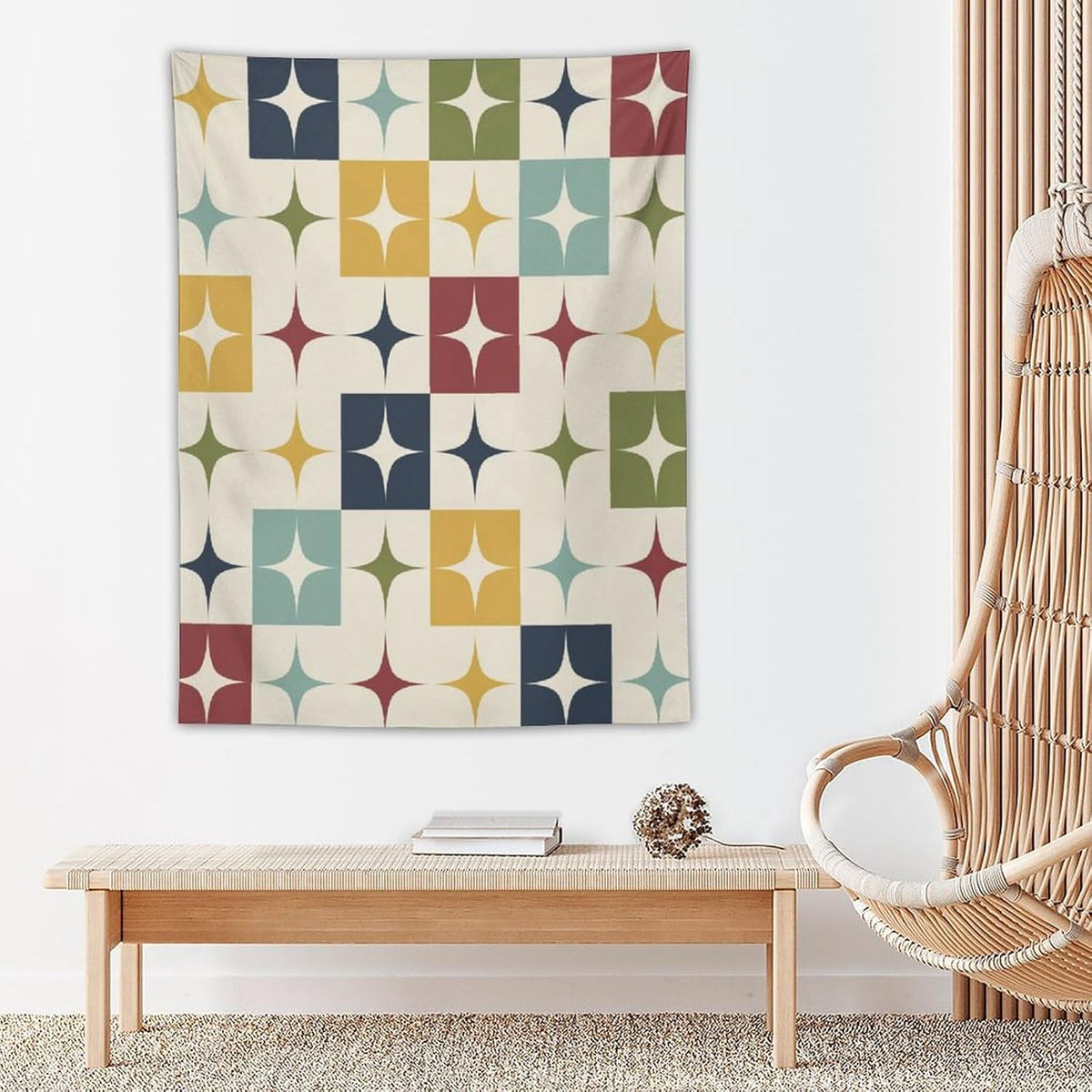 ICMOLYYENLO Boho Medieval Cat Tapestry, Abstract Atomic Starburst Geometric Aesthetic Art Wall Hanging For Bedroom Living Room Dormitory 30x40 Inches
