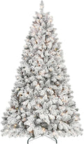 5ft Pre-lit Flocked Christmas Tree, Artificial Christmas Tree with Lights, Snow Frosted Christmas Trees Pre-lit with Pine Cones & 300 UL Lights, 600 Tips, Hinged Easy Setup Xmas Tree