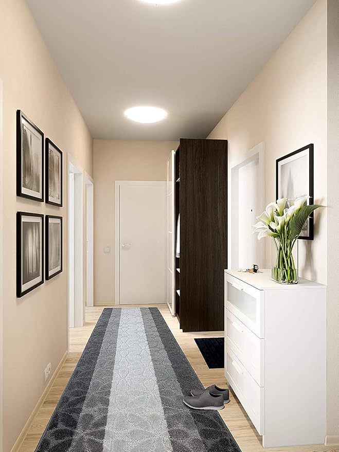 25 Ft Gray Extra Long Hallway Runner Rug, Non Slip Washable, Pet Friendly | - Image 2